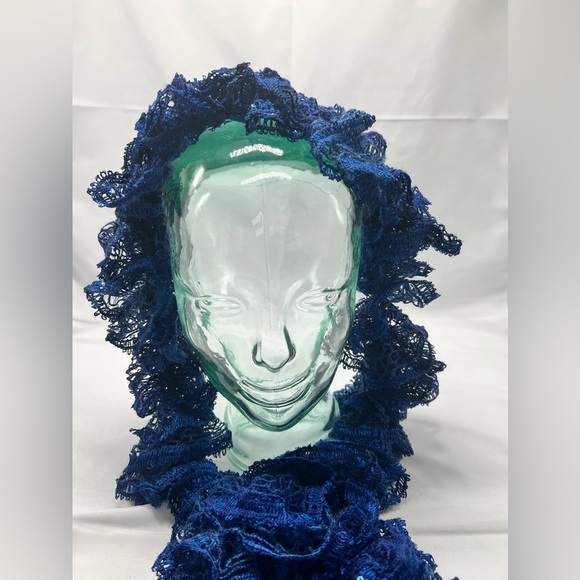 Handmade Blue Ruffled Scarf - Picture 4 of 9